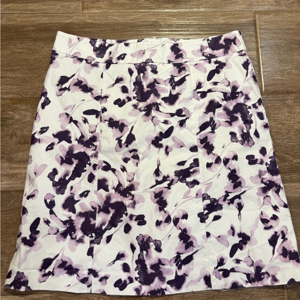 H & M Women’s Size 12 Purple Floral Print Skirt Career Spring EUC